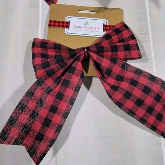 3 Packs ~ Buffalo Check Farmhouse Bows ~ 6.5" x 10" ~ Red & Black ~ 3 Bows - Picture 3 of 3